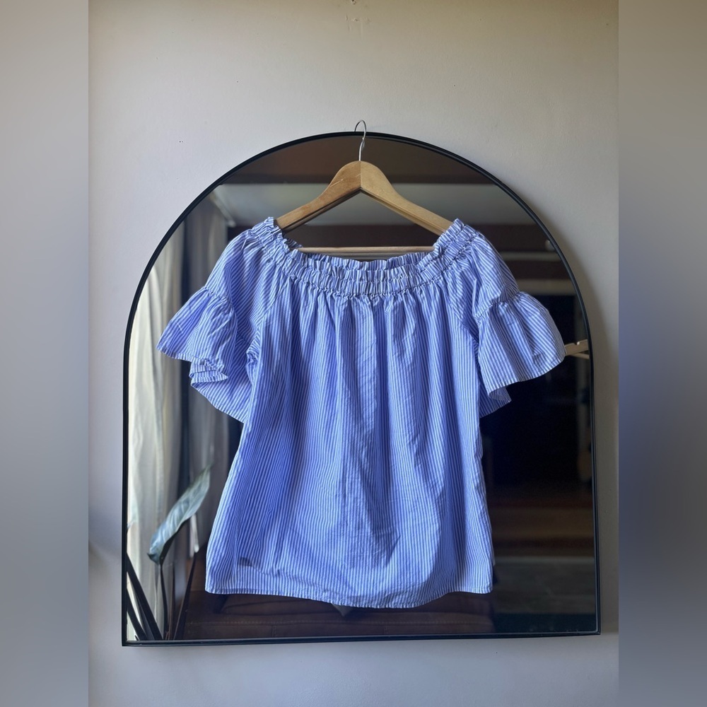 KATE SPADE | off the shoulder stripe top | size medium - Picture 3 of 5
